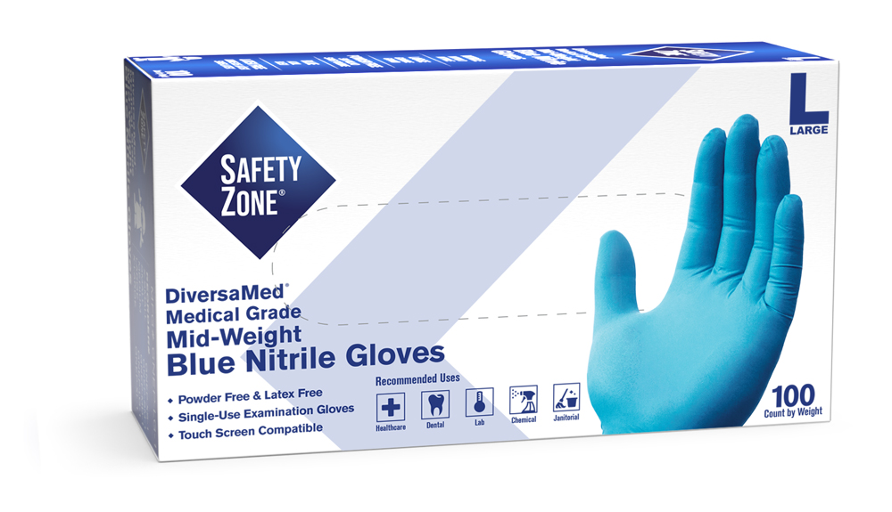 #GNEP-SIZE-1 Supply Source Safety Zone® DiversaMed Blue Nitrile Exam Gloves (5.3-mil)